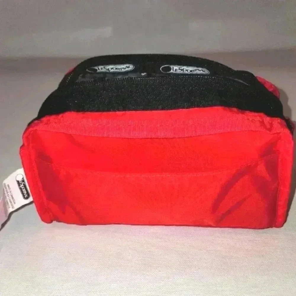 LeSportSac Lamb Black & Red Patterned Zipper Cosmetic Travel Bag 6.5 X 4 X 2" - Picture 11 of 13